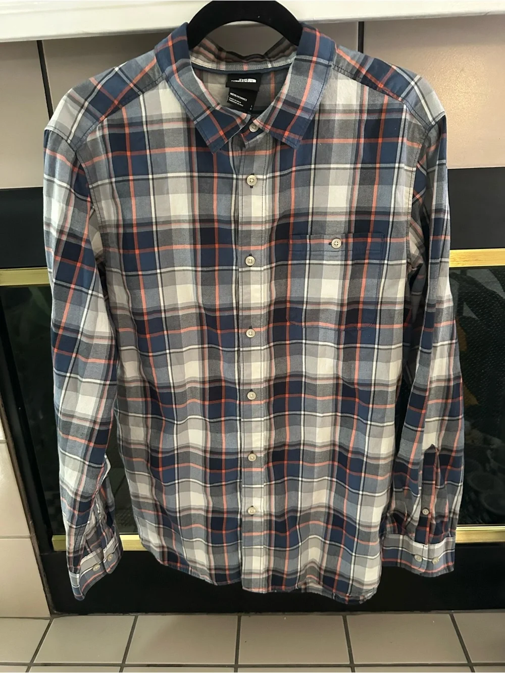 The North Face Men’s Blue Plaid Button-Up Shirt
